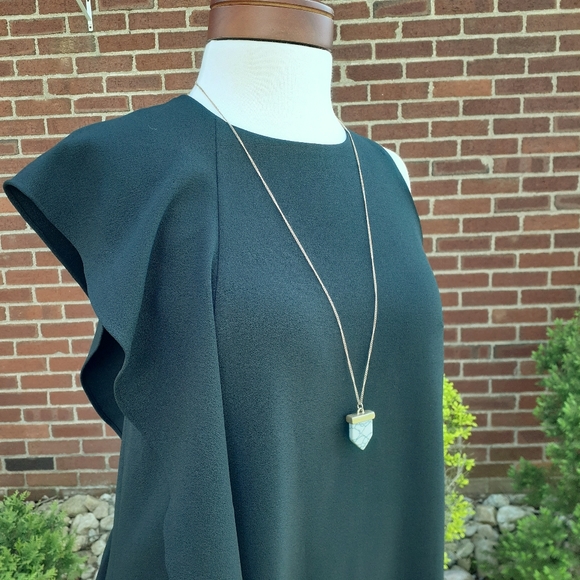 Chelsea 28 Nordstrom Crepe One Shoulder Flutter Ruffle LBD Dress Wedding Holiday - Picture 2 of 7